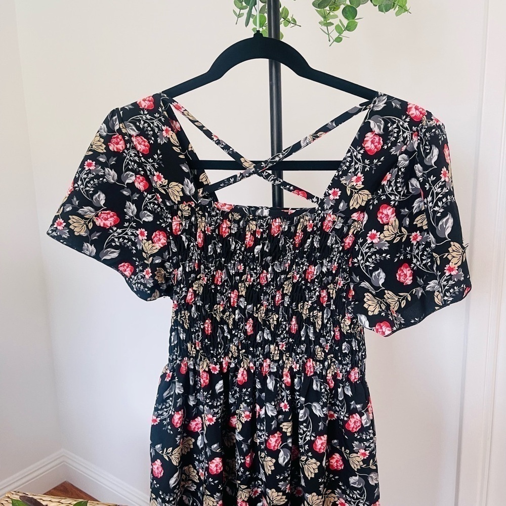 Cute summer smocked puff sleeve dress